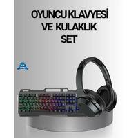 Işıklı Klavye Mouse Ve Bluetooth Kulaklık Seti Türkçe Q Usb
