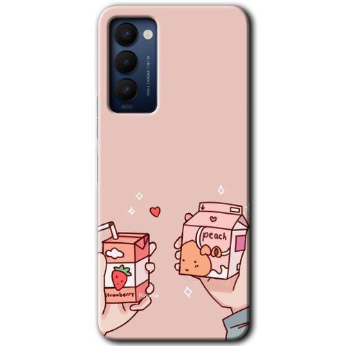 Tecno Camon 18P Kılıf HD Desen Baskılı Arka Kapak - Meyveli Süt + Kırılmaz Cam