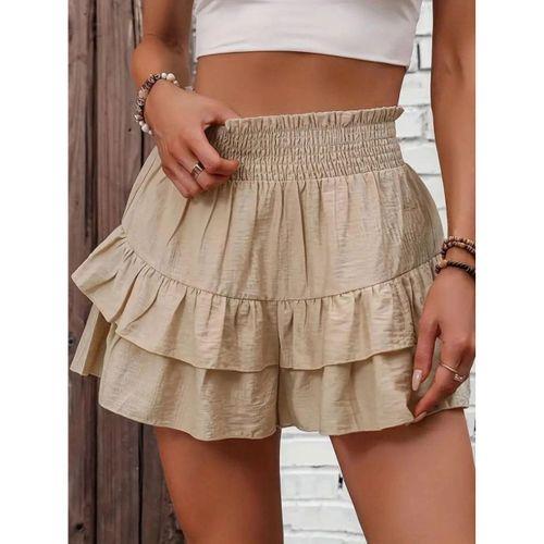 Kadın Beli Lastikli Eteği Fırfırlı Mini Etek