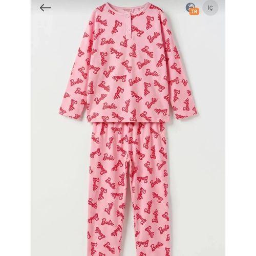 6/14 Yaş Yazı Baskılı Pamuk Penye Çocuk Pijama Takımı