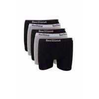 5 adet Feelline Siyah ve Gri Pamuklu Doğal Likralı Erkek Boxer