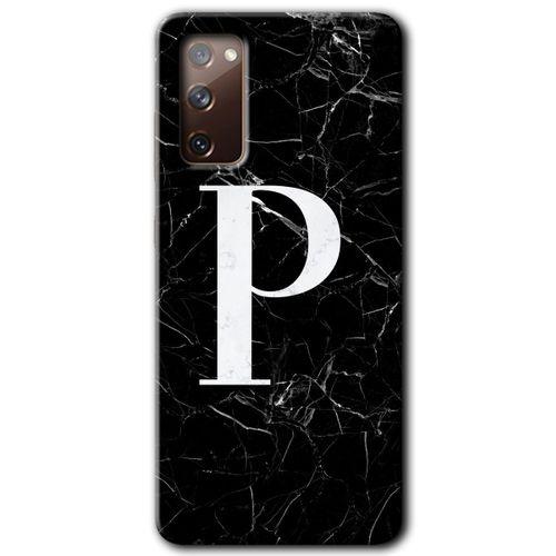 Galaxy S20 FE Kılıf HD Desen Baskılı Arka Kapak - Siyah Mermer Desenli P Harfi