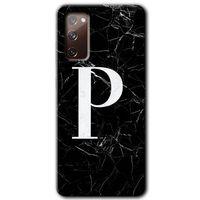 Galaxy S20 FE Kılıf HD Desen Baskılı Arka Kapak - Siyah Mermer Desenli P Harfi
