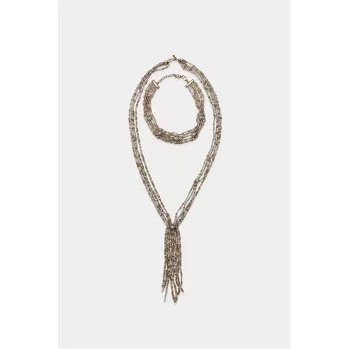 2'li Boncuklu Gerdanlık Kolye - Kahverengi