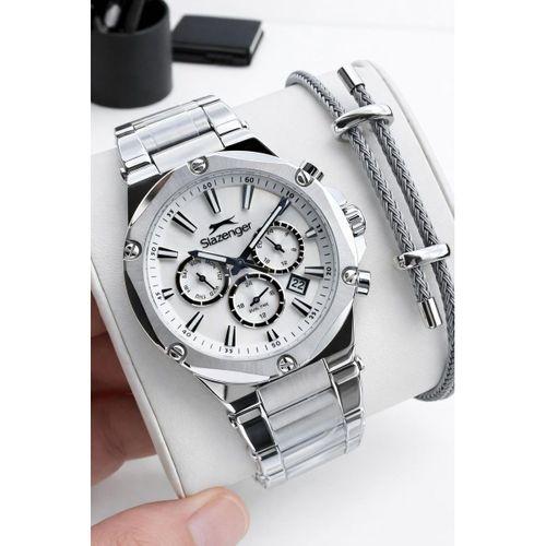 Slazenger İtalyan Tasarım Bileklik Hediyeli 2 Yıl Garantili 10 Atm Çelik Erkek Kol Saat ESL.2501.01