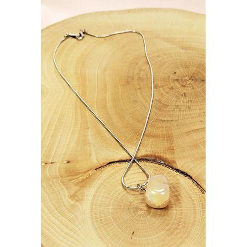 Kalsit Doğal Taşı Zincirli El Yapımı Kolye Uç: 1,5 cm Zincir: 20 cm Kutulu