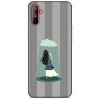 Oppo Realme C3 Kılıf Depresyon (20) Koruyucu Kılıf Bej Siyah