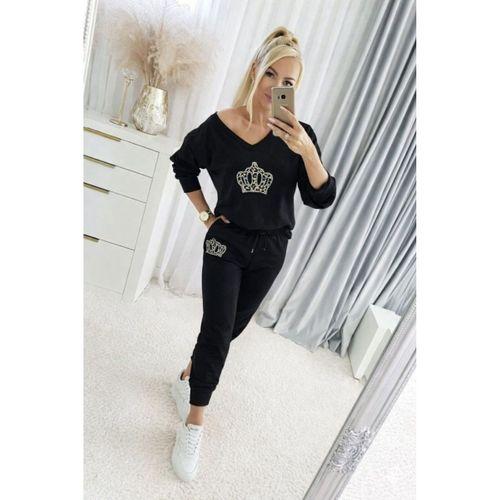 Kadın Uzun Kollu V Yakalı Desenli Viskon Iki Iplik Bluz Ve Pantolon Ikili Takım