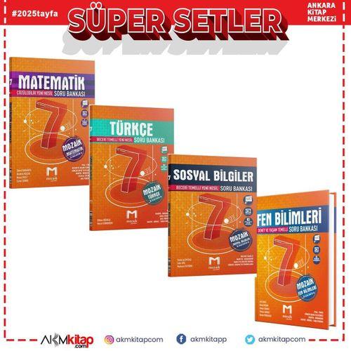 Mozaik 7.Sınıf Türkçe Matematik Fen ve Sosyal Bilimler Soru Bankası Seti 4 Kitap