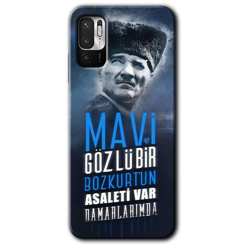 Poco M3 Pro Kılıf HD Desen Baskılı Arka Kapak - Bozkurt Atatürk + Kırılmaz Cam