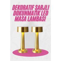 Altın Rengi Masa Ve Gece Lambası Dokunmatik Şarjlı Masa Lambası