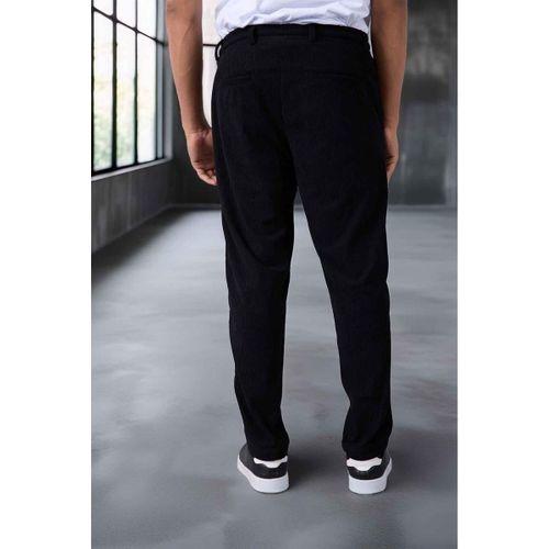 Roy Regular Fit Beli Lastikli Fitilli Kadife Kumaş Fermuarlı Jogger Erkek Pantolon - Siyah