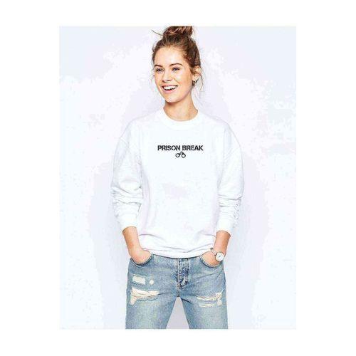 Prison Break Baskılı Beyaz Kadın Sweatshirt