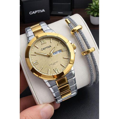 Captiva Bileklik Hediyeli Çelik Kordon Haftanın Günü Ve Takvimli Kadran Erkek Kol Saati CT.M.001.M3