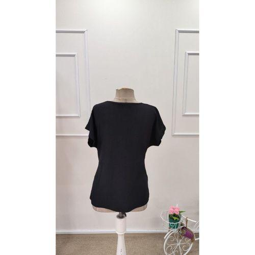 Kadın Kısa Kollu Yuvarlak Yakalı Yandan Sarmal Detaylı Bürümcük Bluz