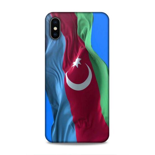 Apple iPhone XS Max Uyumlu Kılıf Azarbaijan (6) Silikon Kılıf Dalgalanan Bayrak