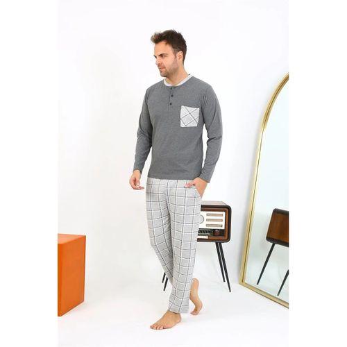 Erkek Uzun Kol Penye Antrasit Pijama Takımı