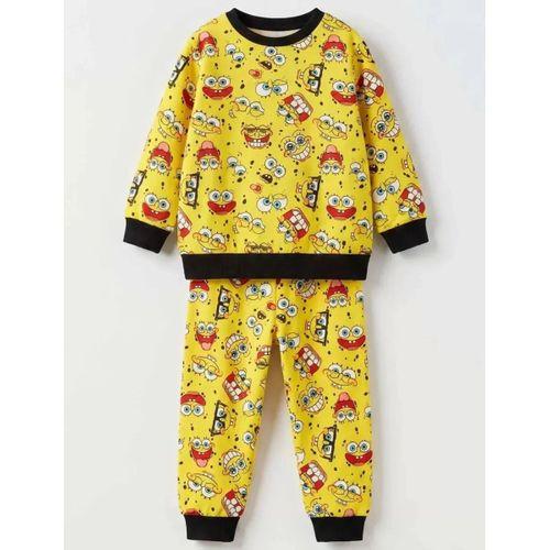 4/10 Yaş Karakter Baskılı Pamuk Penye Çocuk Pijama Takımı