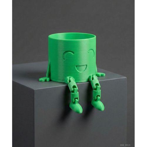 Sarkık Ayaklı Yeşil Gülümseyen Büyük Boy Mini Saksı