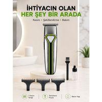Profesyonel Saç Sakal Tıraş Makinesi T Bıçaklı Şarjlı Kablosuz 3 Taraklı Erkek Bakım Seti