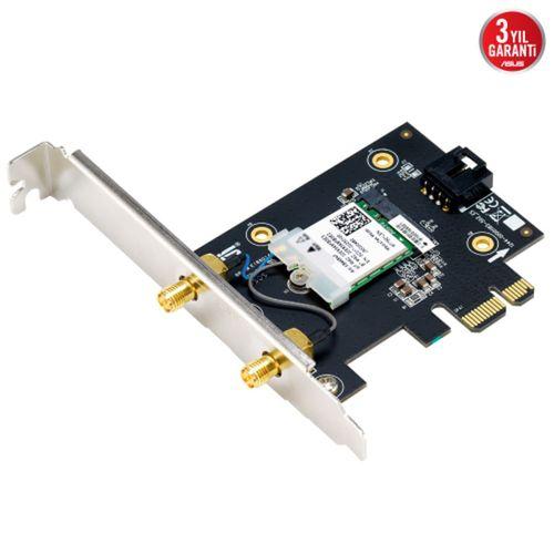 ASUS PCE-BE6500, BE6500, 2xAnten, 6500Mbps, Tri-Bant, 6GHz WİFİ 7, Bluetooth v5.4, WPA3, PCI-Express x1, PCIe Adapter