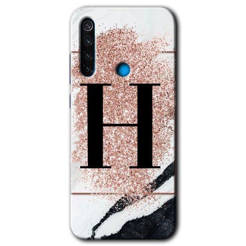MRCİLETİSİM Xiaomi Redmi Note 8 Kılıf Baskılı Kapak - Pembe Mermer Desenli İ Harfi + 5D Tam Kaplayan Cam
