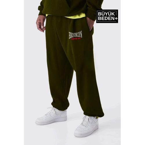 Erkek Büyük Beden Paça Lastikli Buyuk Brooklyn Baskılı İnce Eşofman Altı  SPR24BEA49