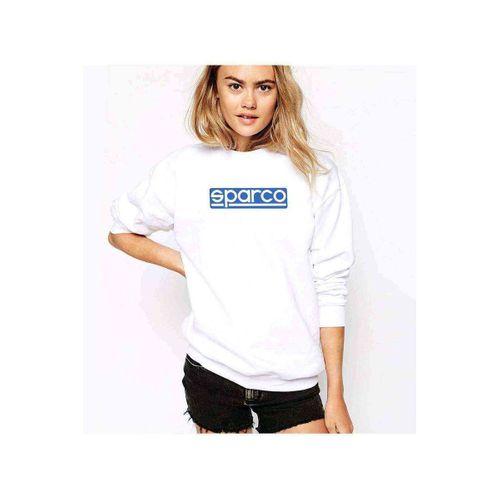 Sparco Logo Zeminli Baskılı Beyaz Kadın Sweatshirt