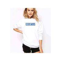 Sparco Logo Zeminli Baskılı Beyaz Kadın Sweatshirt