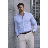 Likralı Regular Fit Nefes Alabilir Klasik Erkek Oxford Gömlek - Açık Mavi