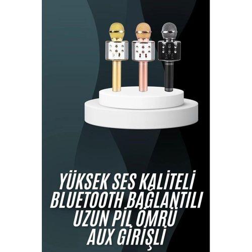Karaoke Mikrofon Bluetooth Bağlantılı Aux Girişli Uzun Pil Ömrü Yüksek Ses Kaliteli