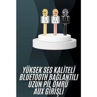 Karaoke Mikrofon Bluetooth Bağlantılı Aux Girişli Uzun Pil Ömrü Yüksek Ses Kaliteli