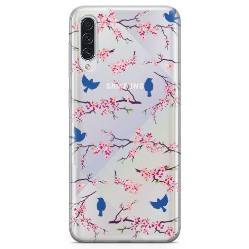 Samsung Galaxy A70s Kılıf Mavi Serçe Arka Kapak Koruma Desenli Full Koruyucu