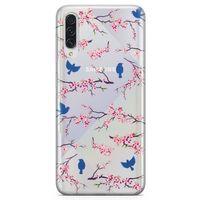 Samsung Galaxy A70s Kılıf Mavi Serçe Arka Kapak Koruma Desenli Full Koruyucu