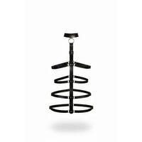 Siyah Kırbaç - Kelepçe Deri Vücut Kafesi Bağlama - Brf1061