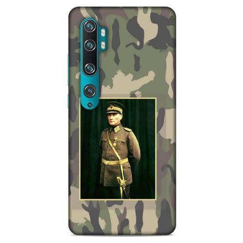 Xiaomi Mi Note 10 Pro Kılıf Atatürk (13) Silikon Kap Kamuflaj