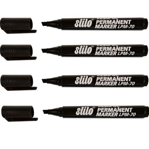 STİLO PERMANENT KALEM KESİK UÇ SİYAH ( 4 Adet )