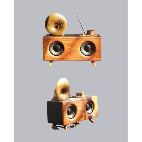 Çift Hoparlörlü Bluetooth Gramofon Speaker – Fm Radyo, Usb, Sd Kart Ve Aux Girişli