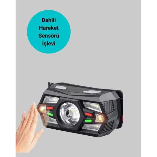 Sensörlü Led Kafa Lambası Kırmızı Beyaz Işık Ayarlanabilir