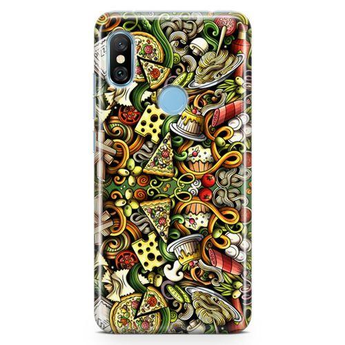 Xiaomi Redmi Note 6 Pro Kılıf İtalyan Yemekleri Doodle Arka Kapak Koruma Desenli Full Koruyucu