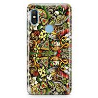 Xiaomi Redmi Note 6 Pro Kılıf İtalyan Yemekleri Doodle Arka Kapak Koruma Desenli Full Koruyucu