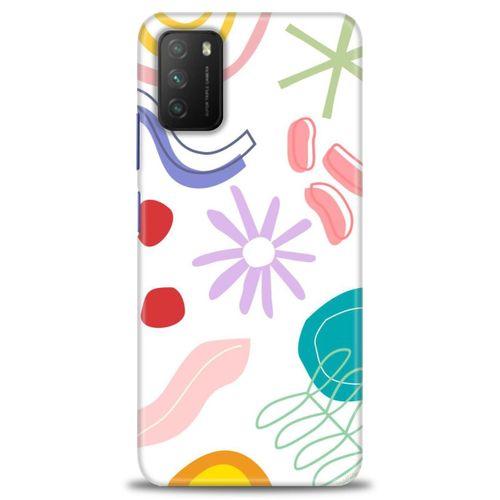 Xiaomi Poco M3 Kılıf HD Baskılı Kılıf - Çiçek Yıldız + Tam Ekran Koruyucu