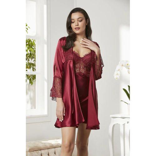 Saten Gecelik Sabahlık Pijama Takım Şort Takım 6'lı Gelin Çeyiz Seti - 6625