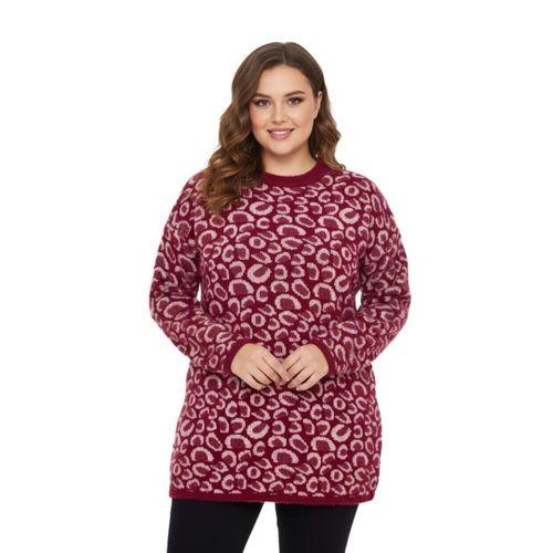 Kadın Leopar Desen Oversize Kazak 140116 BGL-ST04081