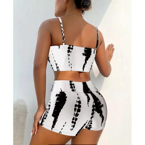 Pilelistore Kadın Büzgü Detay Askılı Crop Mini Tayt Ikili Takım