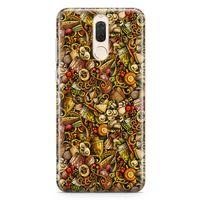 Huawei Mate 10 Lite Kılıf Gastronomi Doodle Arka Kapak Koruma Desenli Full Koruyucu