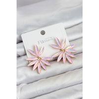 Pembe Renk Kristal Taşlı Lotus Model Kadın Küpe
