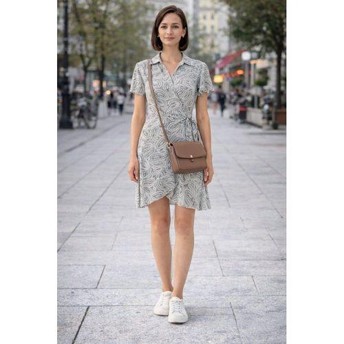 ALEXANDERGARDI Yaka Detaylı Kuşaklı Volanlı Elbise