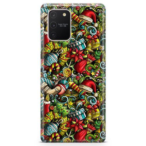 Samsung Galaxy A91 Kılıf Yılbaşı Süsleri Doodle Arka Kapak Koruma Desenli Full Koruyucu