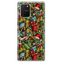 Samsung Galaxy A91 Kılıf Yılbaşı Süsleri Doodle Arka Kapak Koruma Desenli Full Koruyucu